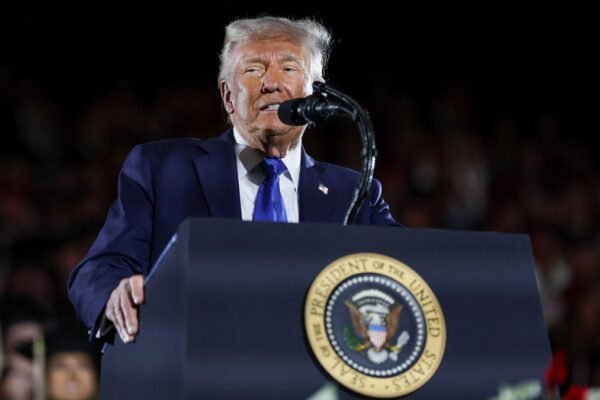President Donald Trump slams Joe Biden in Alabama graduation speech